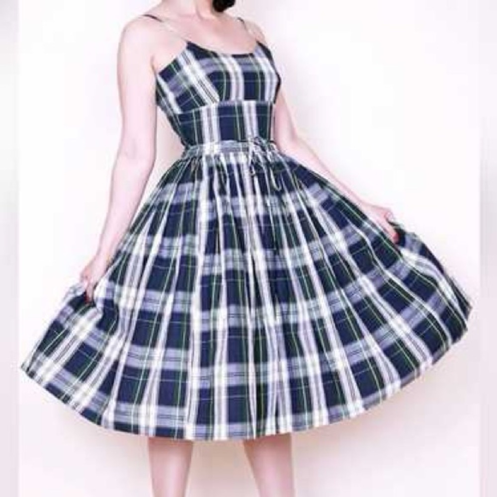 Bernie Dexter Navy Plaid Midi Dress